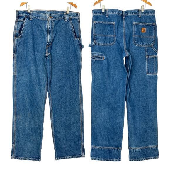 Carhartt Carpenter Utility Relaxed Straight Jeans Kick Hem 38x32 Cotton Mexico - Picture 9 of 15